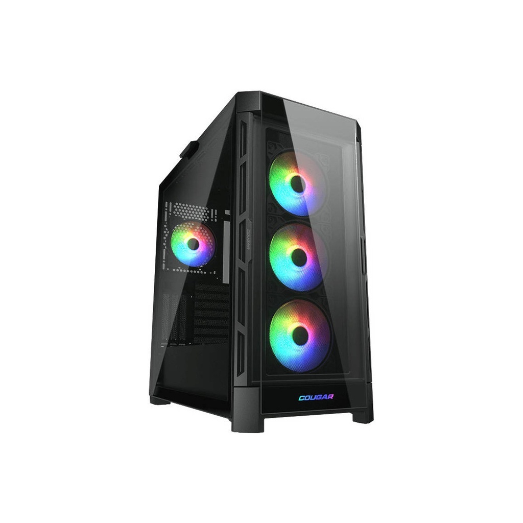 Cougar DuoFace Pro RGB Mid Tower Gaming Case, Two Side Panel Front & Left Tempered Glass Case With 4 ARGB Fan - Black