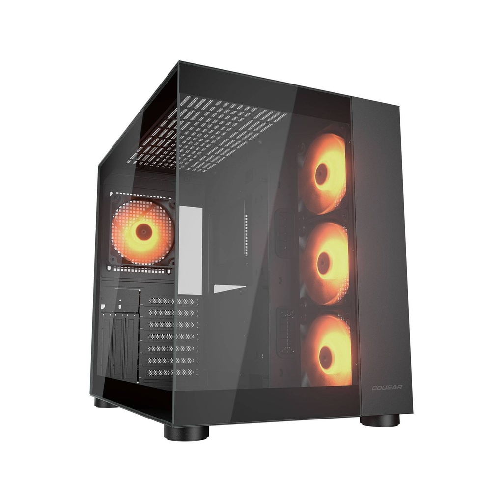 [NS029491] Cougar FV150 RGB Mid Tower Two Panel Front & Left Side Tempered Glass Case With 4 RGB Fan - Black