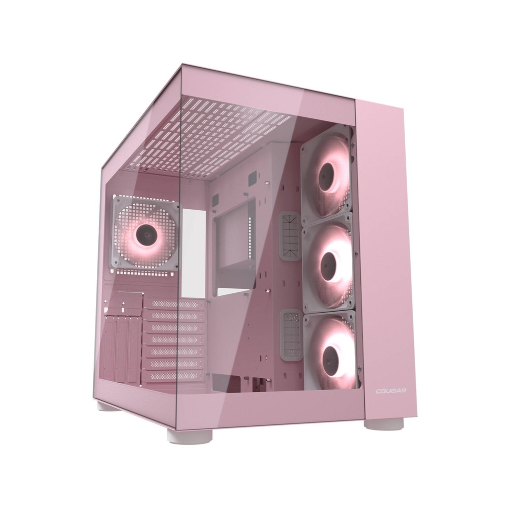 [NS029493] Cougar FV150 RGB Mid Tower Two Panel Front & Left Side Tempered Glass Case With 4 RGB Fan - Pink