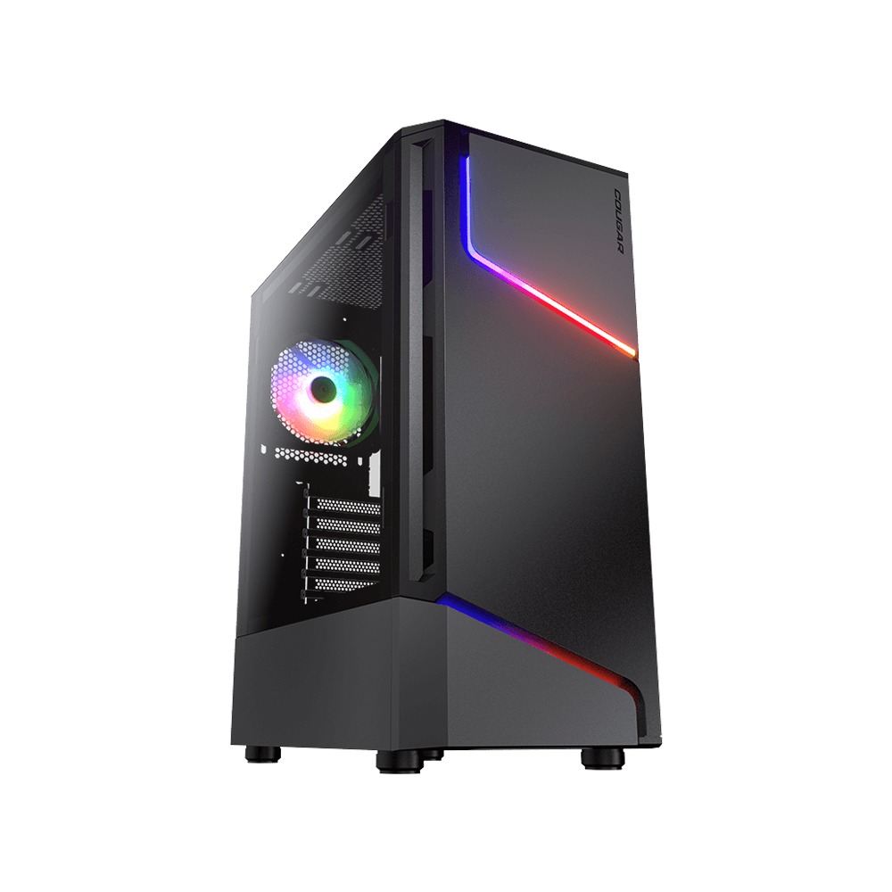 Cougar MX360 Mid Tower Tempered Glass Side Panel Case with 1 RGB Fans - Black