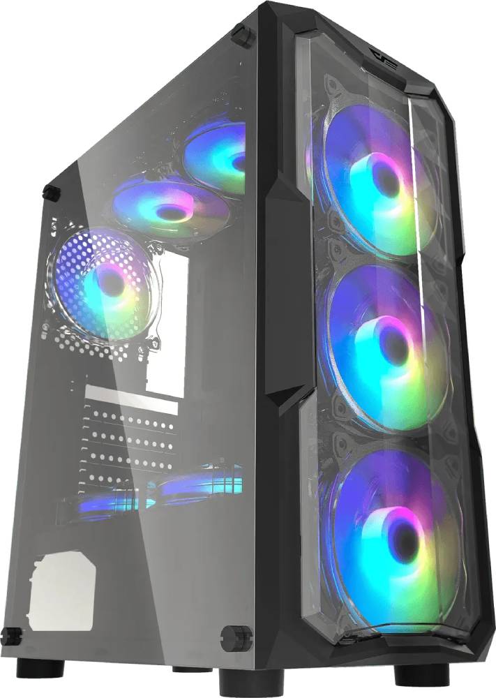 DarkFlash AQUARIUS Drill Cutting Design Off-Panel Tempered Glass Side Panel Case