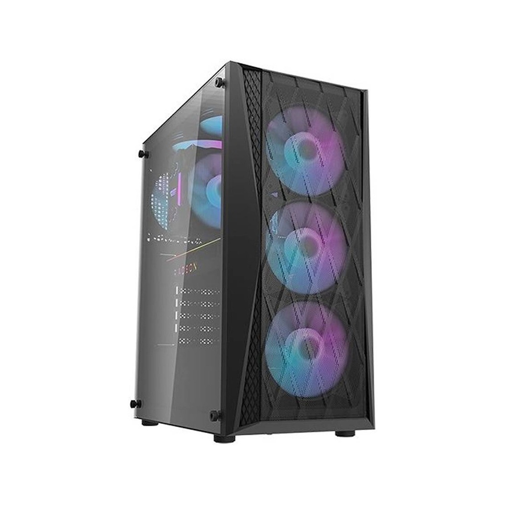 [NS007072] DarkFlash DK352 ATX Mid Tower Tempered Glass Side Panel Case With 4 ARGB Fans - Black
