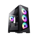 GameMax Destroyer TGB Micro ATX Tower Tempered Glass Side Panel Case with 4 ARGB Fans - Black