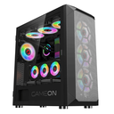 GameOn Emperor Arctic I Series Mid Tower Tempered Glass Side Panel Case with 7 ARGB Fans - Black
