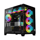 GameOn Emperor Arctic Series Mid Tower Two Side Panel Front & Left Side Tempered Glass Case with 7 ARGB Fans - Black