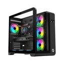 GameOn Infinity Series Digital Display Screen Mid Tower Three Panel Front,Top & Left Side Tempered Glass Case With 7 RGB Fans - Black