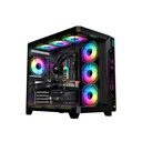 GameOn Pulse Series Mid Tower Two Panel Front & Left Side Tempered Glass Case With 7 RGB Fans - Black