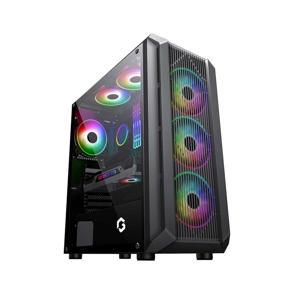 GAMEON TRIDENT II S-Series Mid-Tower Side Tempered Glass Panel With 3 RGB Fans - Black