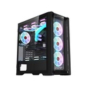 GameOn Vortex Mid Night Series Mid Tower Two Panel Front & Left Side Tempered Glass Case With 4 RGB Fan - Black