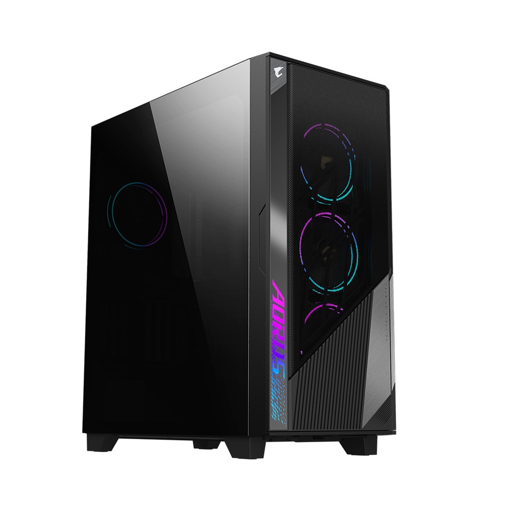 GigaByte Aorus AC500G ATX Mid Tower Tempered Glass Side Panel Case with 4 ARGB Fans - Black