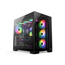 Huntkey Appolo Max ATX Mid Tower Two Panel Front & Left Side Tempered Glass Gaming Case, Dual-Chamber Cooling Layout, Up to 360mm Radiator Support, 7x Pre-Installed RGB Fans - Black