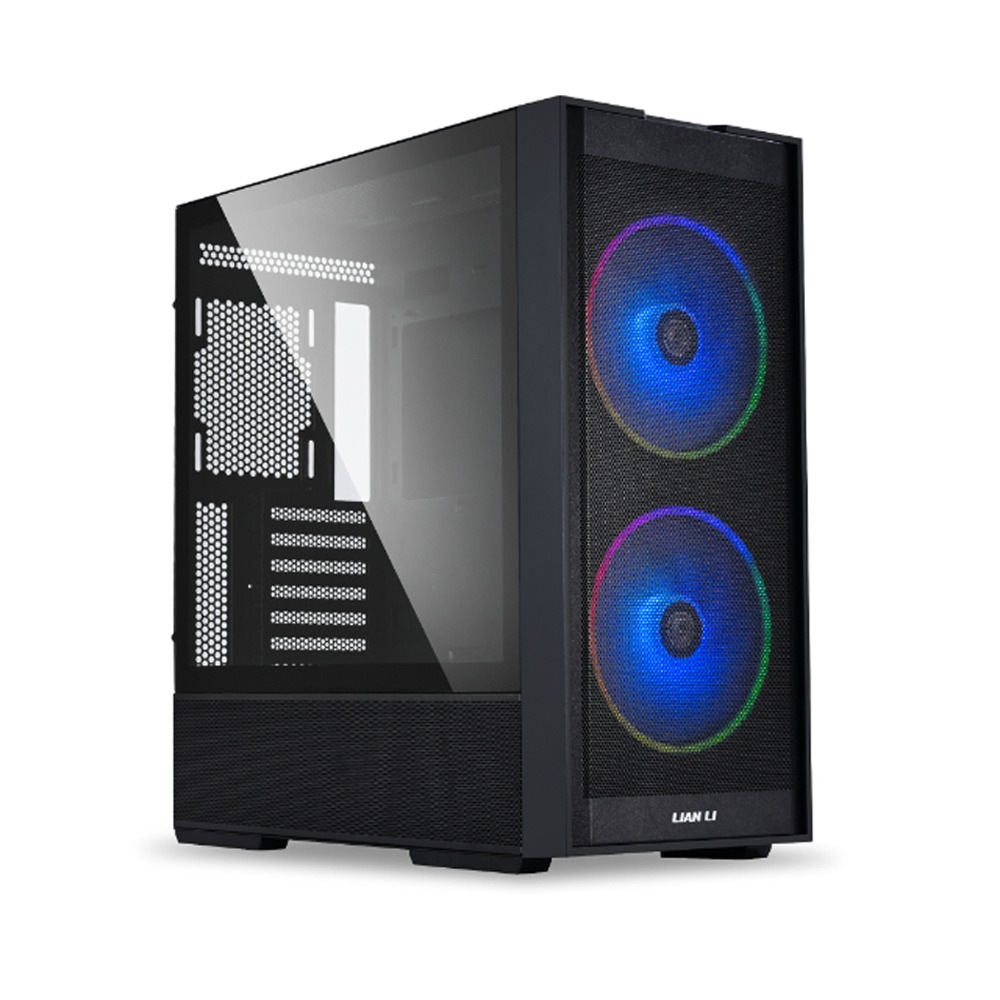 LIAN LI Lancool 215 Mid-Tower Tempered Glass Side Panel Case with 2 Fan - Black