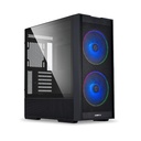 LIAN LI Lancool 215 Mid-Tower Tempered Glass Side Panel Case with 2 Fan - Black
