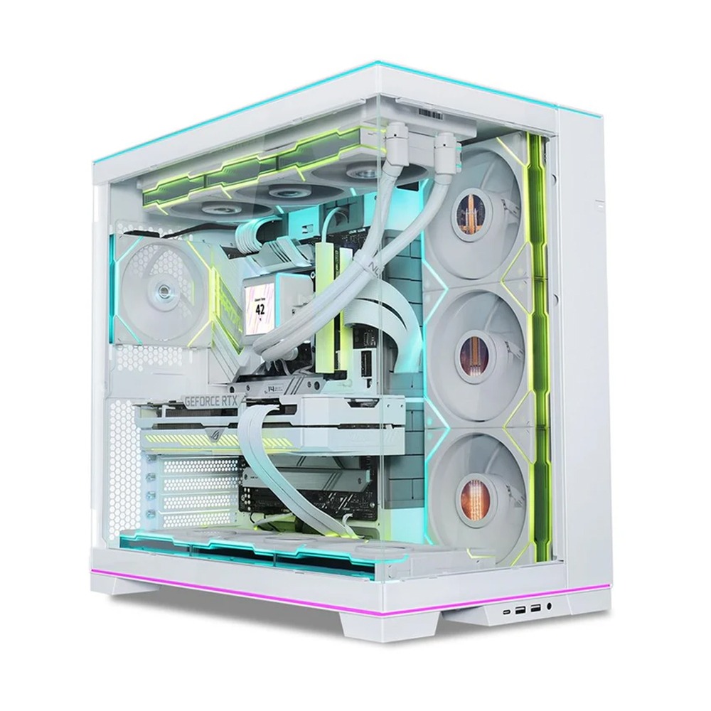 LIAN LI O11 Dynamic EVO RGB Front And Side Tempered Glass Panel ATX Mid Tower Case - White (No Fans Included)