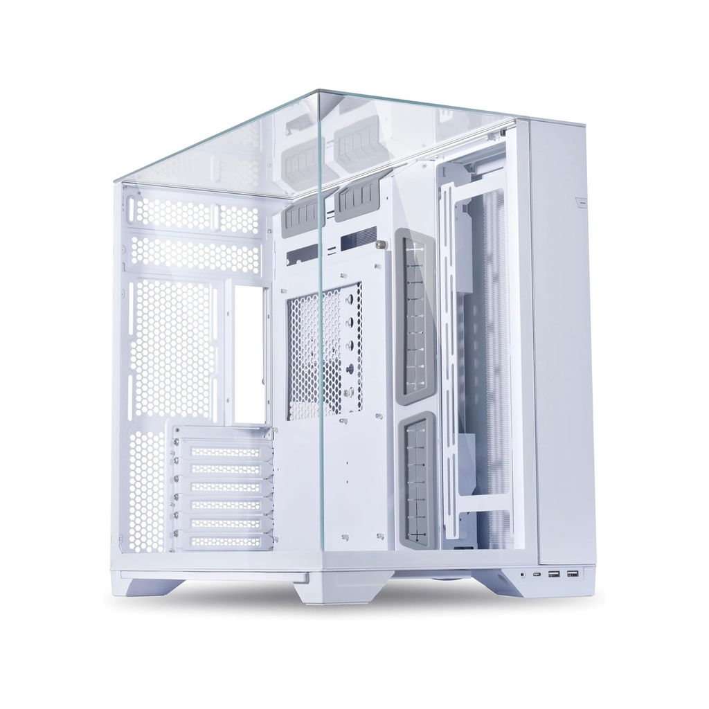 LIAN LI O11 Vision Front And Side Tempered Glass Panel ATX Mid Tower Case - White (No Fans Included)