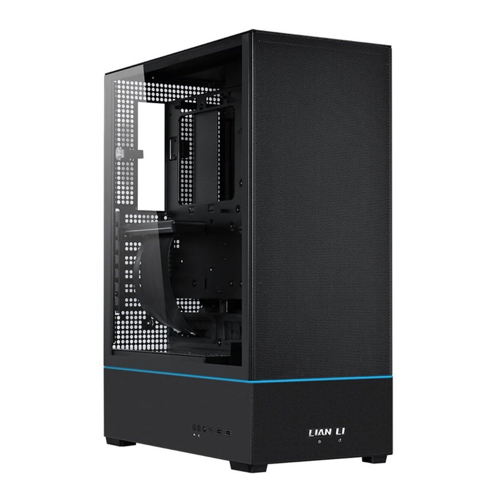 [NS016318] LIAN LI Sup01 Mid-Tower Tempered Glass Side Panel Case - Black (No Fans Included)