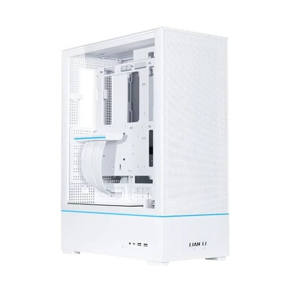 Lian-Li SUP01 Small Tower ATX Case, Stand Up Platform Design, Front GPU Mount, Pre Installed 3 X 120mm PWM & PCIe 4.0 Riser Cables, 3 Side Mesh Panels, Dual ARGB Strip Lights, White | G99.SUP01W.00