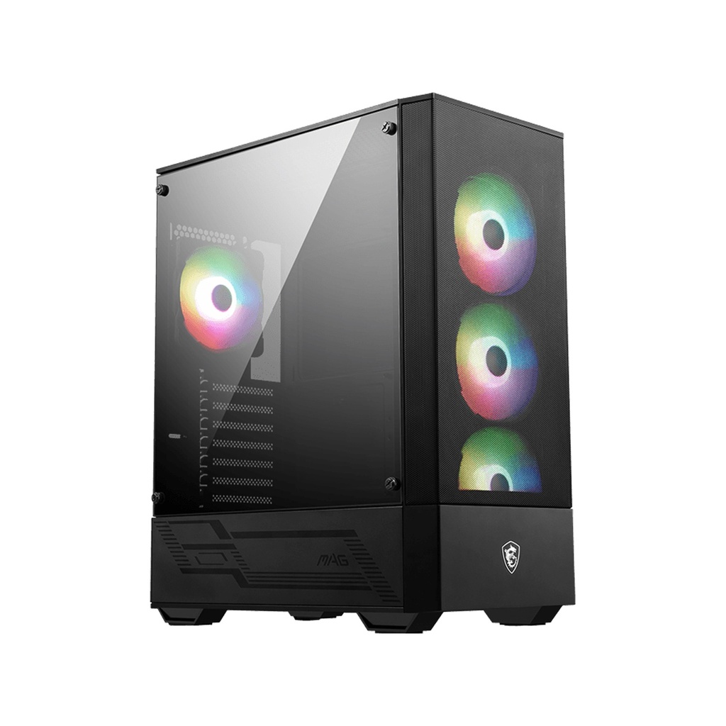 [NS028810] MSI MAG Forge 112R Mid Tower Case Left Side Tempered Glass With 4 RGB Fans - Black