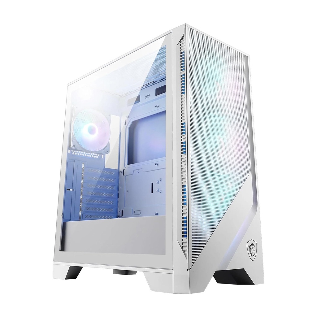[NS028808] MSI MAG Forge 320R AirFlow Mid Tower Case Left Side Tempered Glass With 4 RGB Fans - White