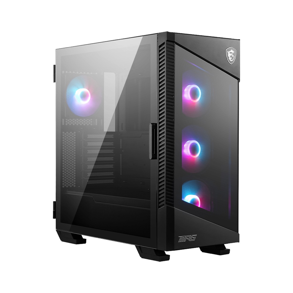[NS028804] MSI MPG Velox 100R Mid Tower Front Side & Left Side Tempered Glass Panel Case With 4 Fan RGB - Black