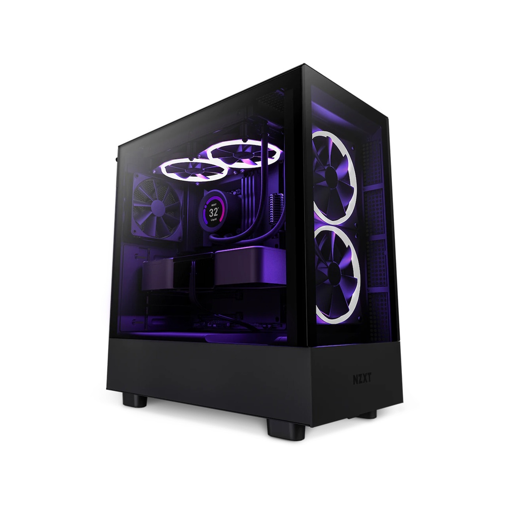 [NS010517] NZXT H5 Elite Premium Compact Mid Tower Two Panel Front & Left Side Tempered Glass Case with 3 RGB Fans - Black