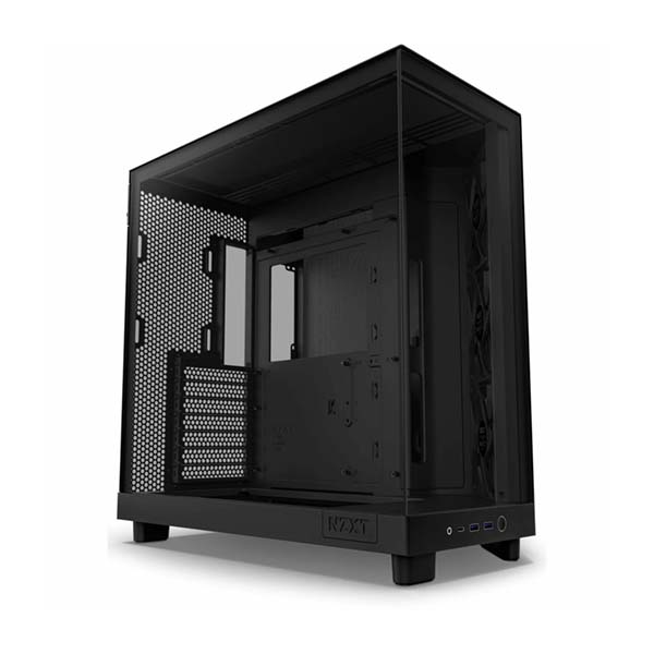 NZXT H6 Flow Compact Dual-Chamber ATX Mid Tower Two Panel Front & Left Side Tempered Glass Case with 3 Fans - Black
