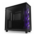 NZXT H6 Flow Compact Dual-Chamber ATX Mid Tower Two Panel Front & Left Side Tempered Glass Case with 3 RGB Fans - Black
