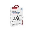 Promate 20W Power Delivery Ultra Fast USB-A to USB-C Soft Silicone Cable Black