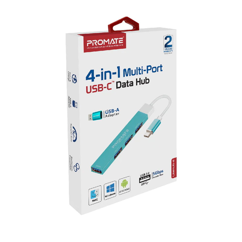 [NS004246] Promate 4 In 1 Multi-Port USB-C Data Hub Blue