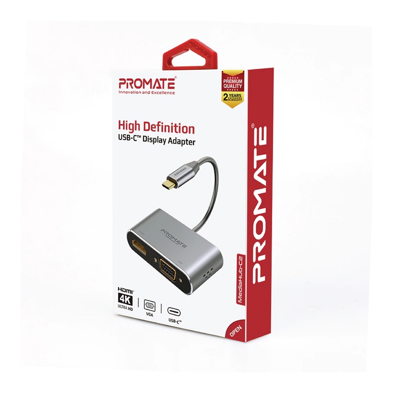 [NS003854] Promate Media Hub High Definition USB-C Display Adapter HDMI 4K Up to 30Hz