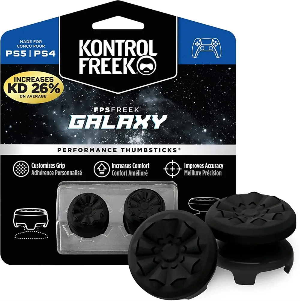 KontrolFreek FPS Freek Galaxy Purple for PlayStation 4 (PS4) and PlayStation 5 (PS5) | Performance Thumbsticks | 1 High-Rise, 1 Mid-Rise | Purple