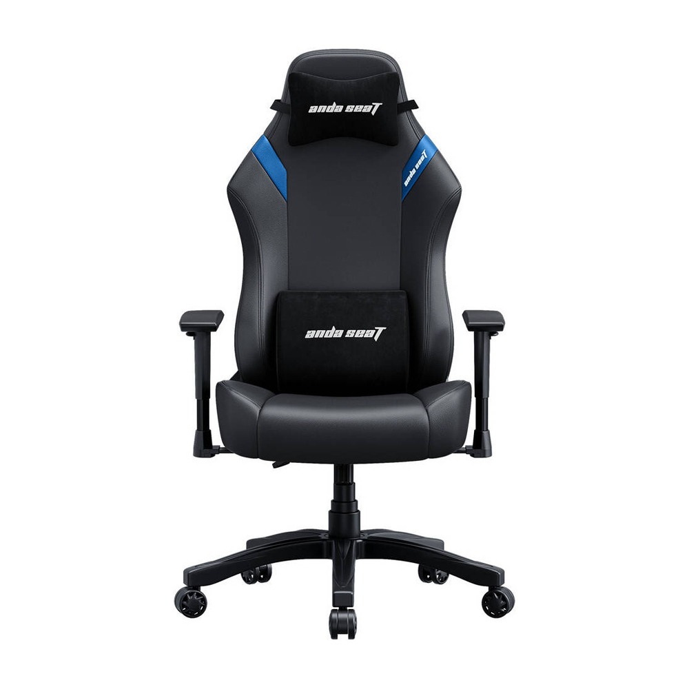Anda Seat LUNA Series Large Gaming Chair Includes Adjustable Lumbar & Headrest Pillows - Black/Blue