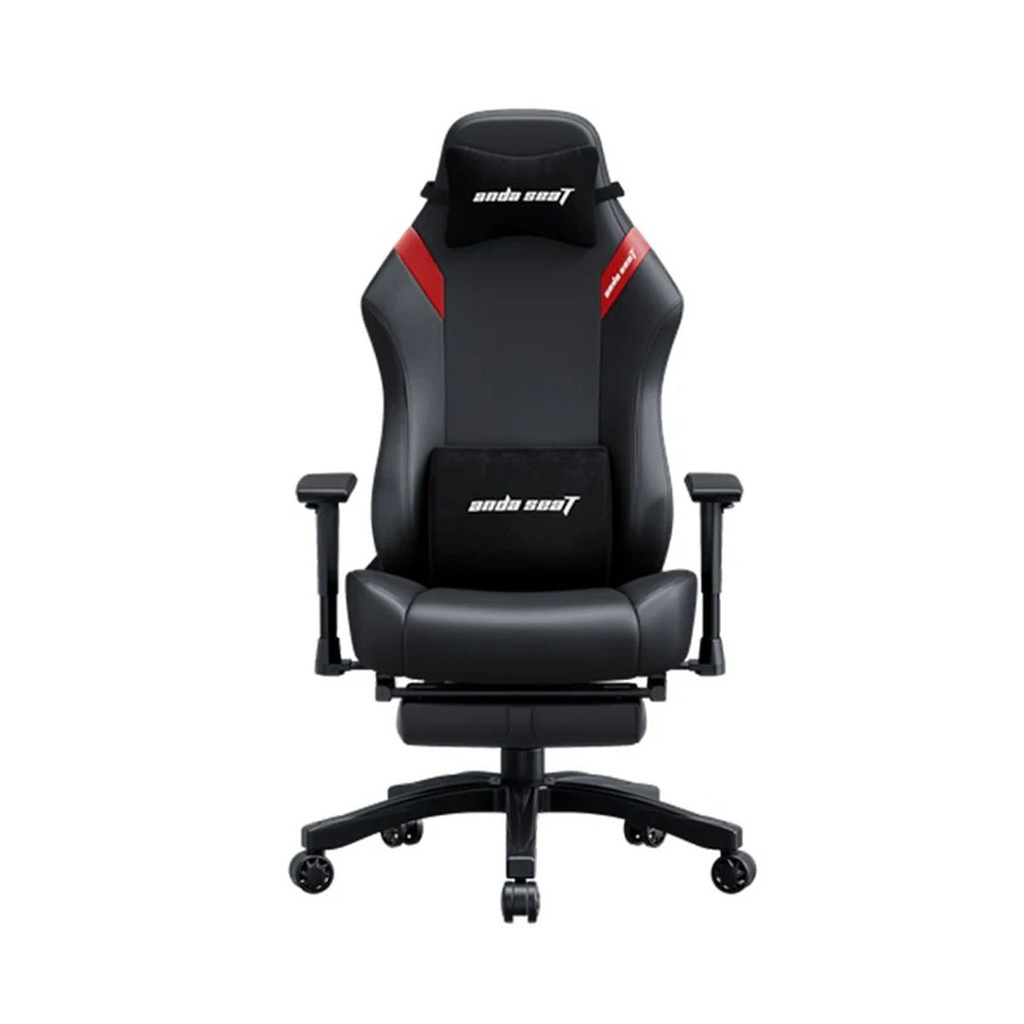 Andaseat Luna Pro with Footrest, Large Gaming Chair, PVC Leather - Black/Red