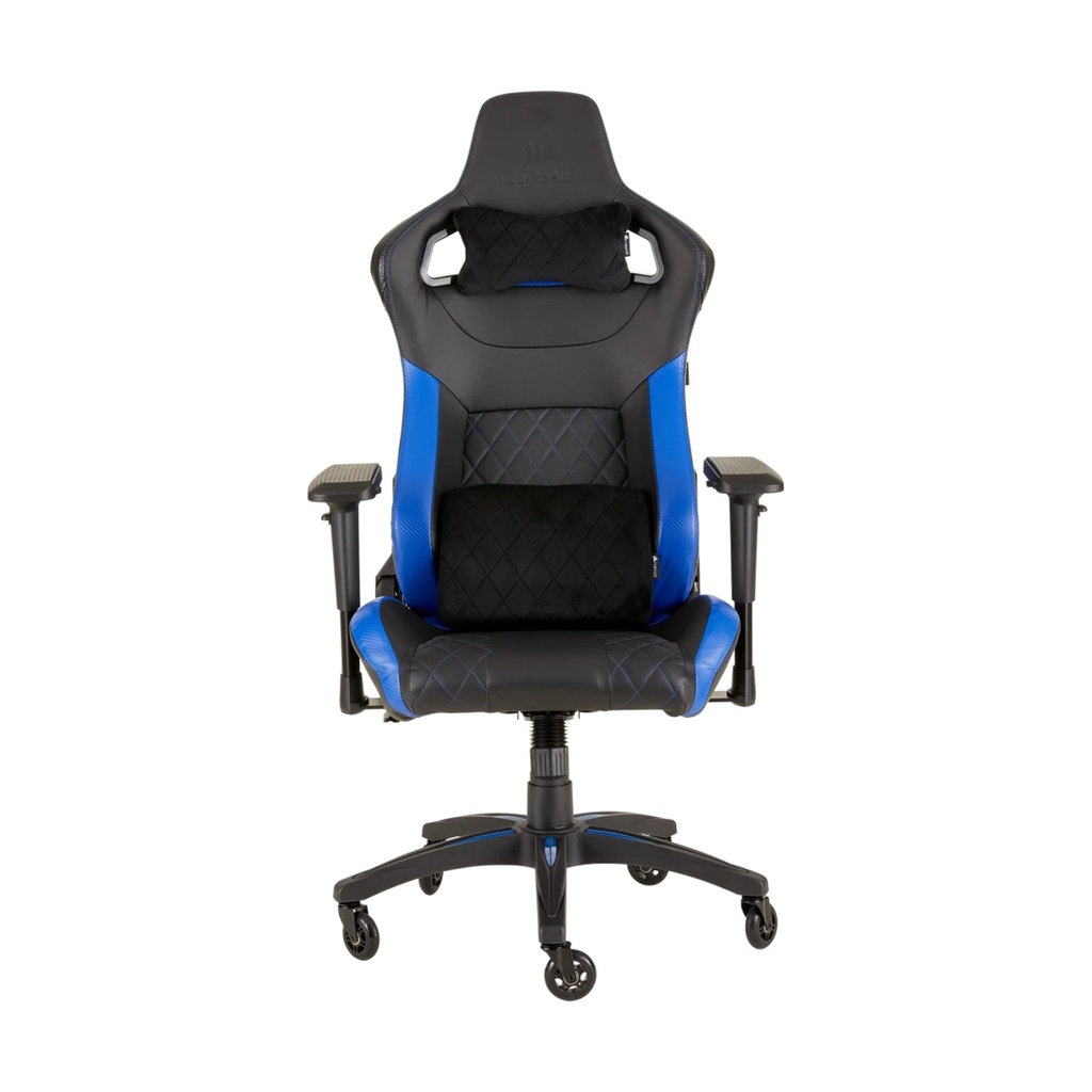 Corsair T1 Race Gaming Chair with PU Leather, 4D Adjustable Armrest, PU Caster Wheels - Black/Blue