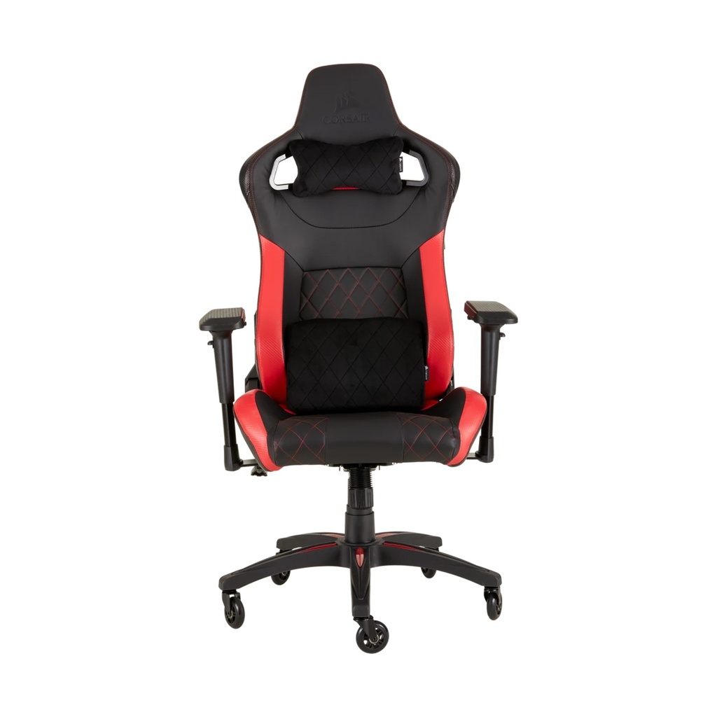 Corsair T1 Race Gaming Chair with PU Leather, 4D Adjustable Armrest, PU Caster Wheels - Black/Red