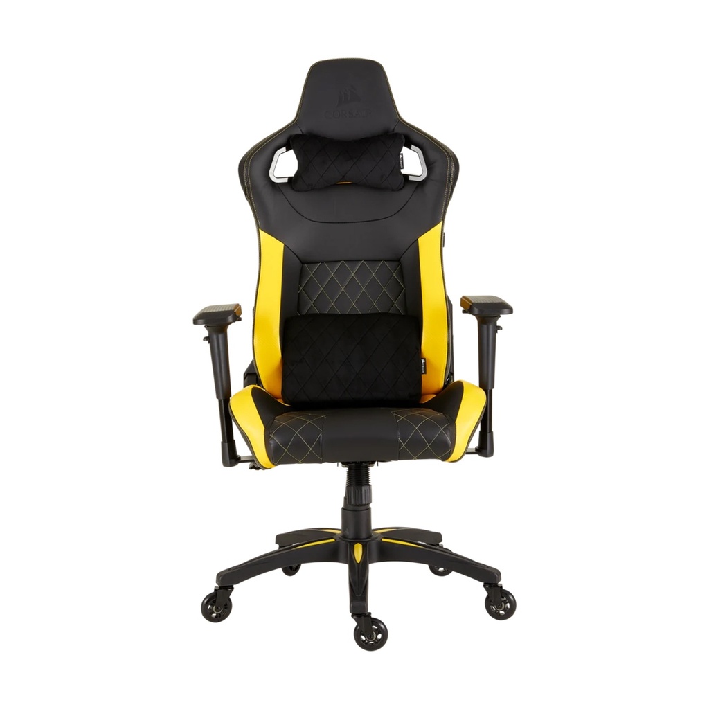 Corsair T1 Race Gaming Chair with PU Leather, 4D Adjustable Armrest, PU Caster Wheels - Black/Yellow