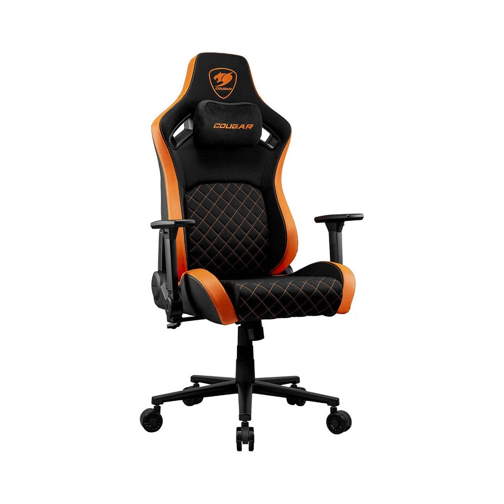 Cougar Defensor F Gaming Chair, Woven Fabric Surface, PushBack Advanced Lumbar Support, 4D Folding Armrests, 155° Reclining, Piston Lift Height Adjustment, Class 4 Gas Lift, Black | 3MDFFORB.0001