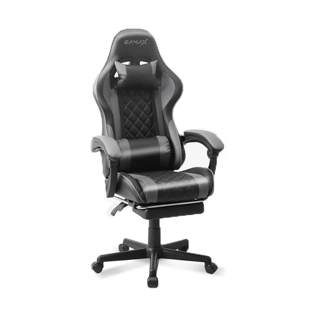 [NS029834] Gamax Gaming Chair with Linkage Function Armrest & Retactable Footrest (Gray)