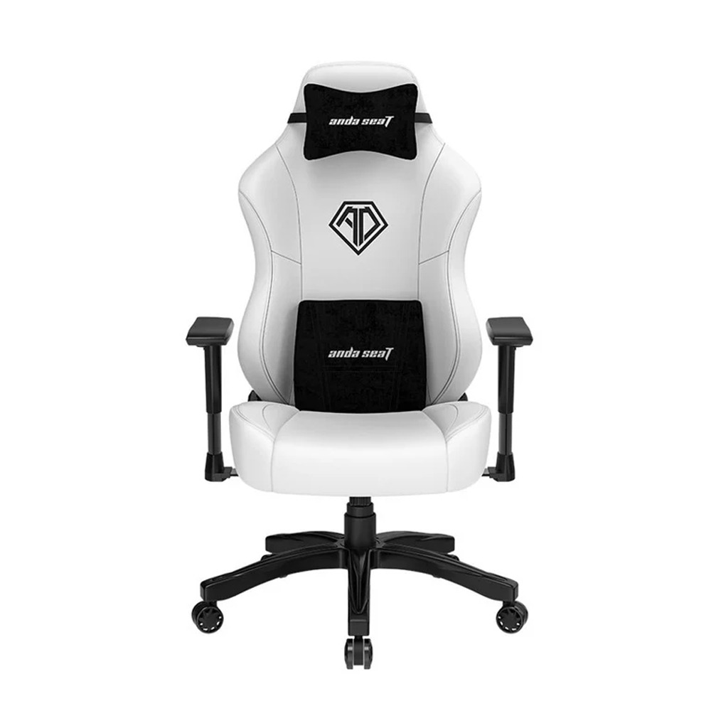 Anda Seat PHANTOM 3 PVC Leather Headrest, Lumbar Support, Up to 160° Recline, Class-4 Gas Piston - Cloudy White