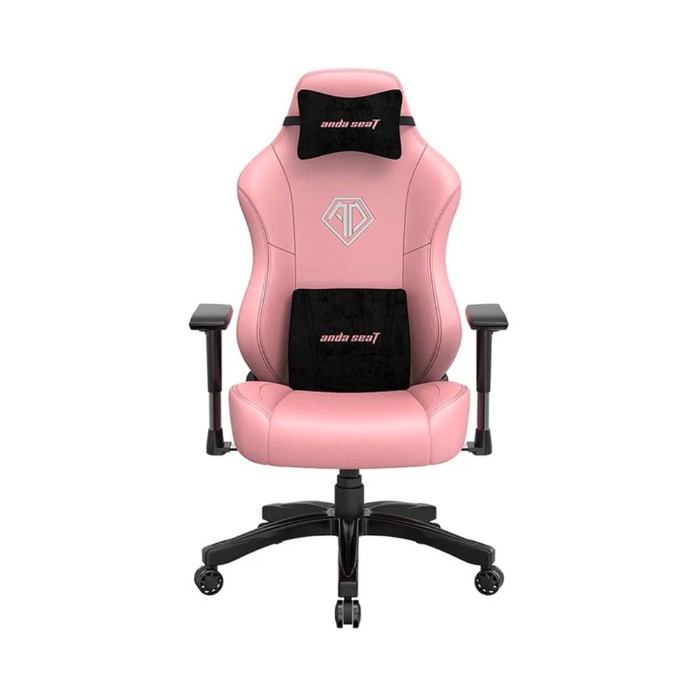 Anda Seat PHANTOM 3 PVC Leather Headrest, Lumbar Support, Up to 160° Recline, Class-4 Gas Piston - Creamy Pink