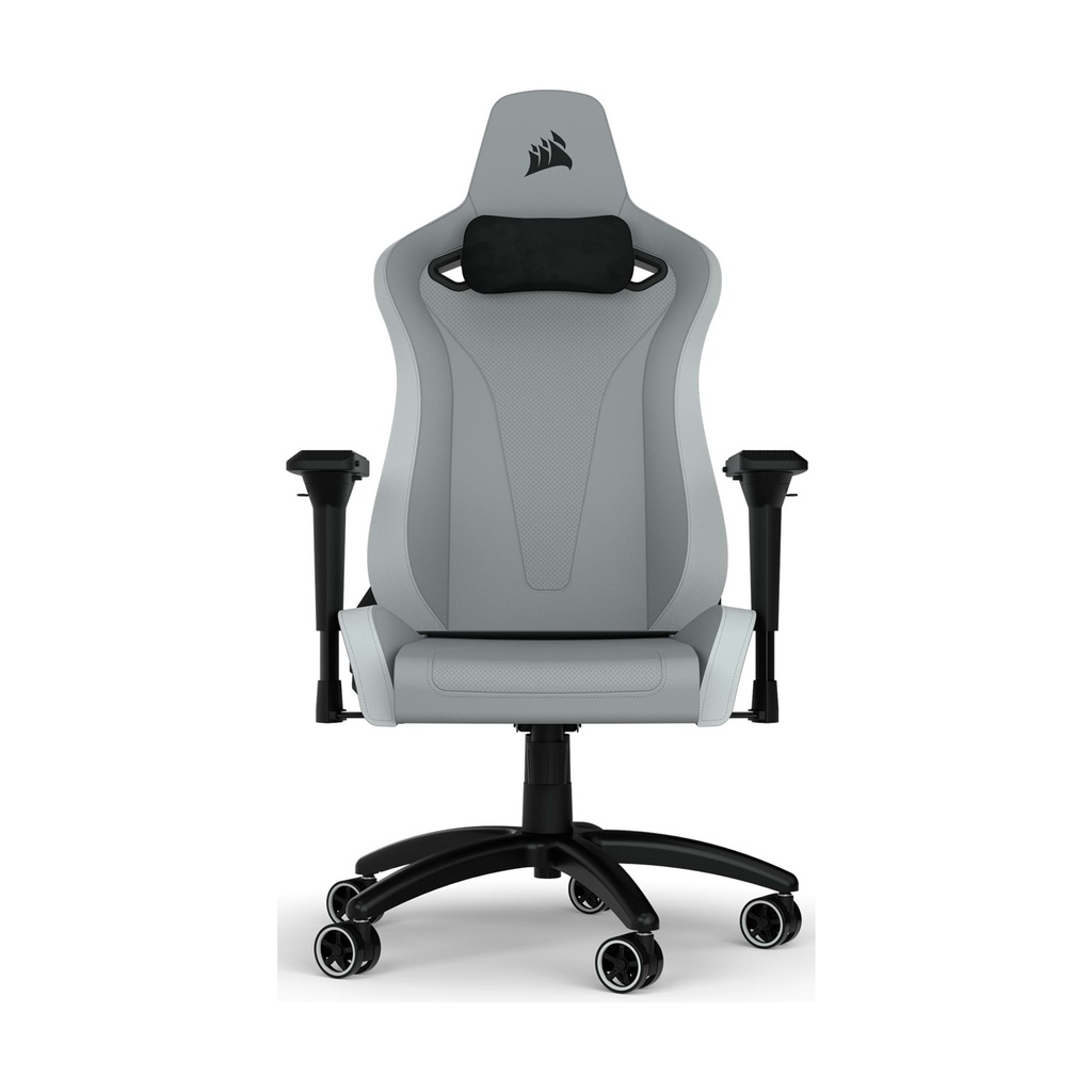 Corsair TC200 Leatherette Soft Fabric Exterior Comfortable & Durable 4D Armrests Steep Recline Height Range Gaming Chair - Light Grey