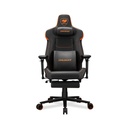 Cougar Armor Evo M Breathable PVC leather.5D Adjustable Armrest.Retractable Footrest.Magnetic Memory Foam Neck Pillow - Black/Orange