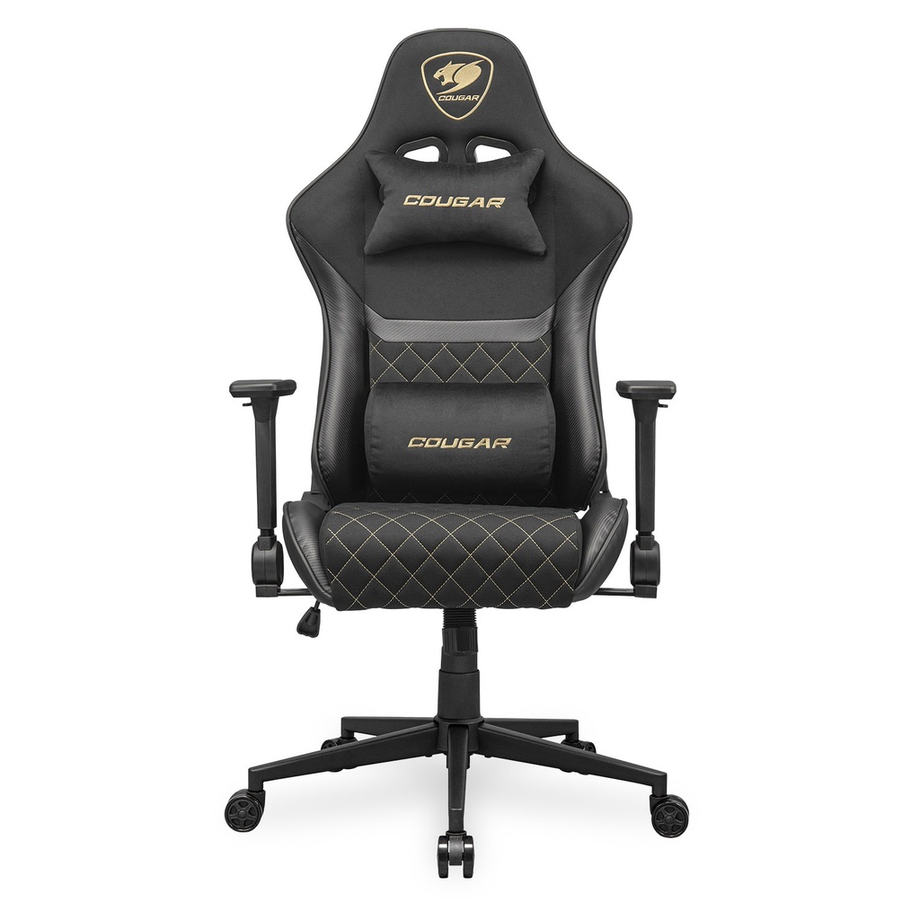 [NS026627] Cougar Armor One V2 Gold F Woven Fabric,4D Folding Armrest,Head And Lumbar Pillow,Full Steel Frame,Gas Lift Height Adjustment -Black/Gold