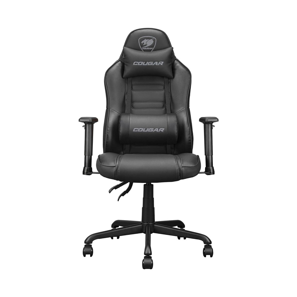 [NS015439] COUGAR Fusion S Ergonomic Gaming Chair, PVC Faux Leather, Metal 5-Star Base, , Built-in 3D Curved Lumbar Support, Adjustable Armrest, Class 4 Gas Lift Cylinder, 120 kg - Black | 3MFSLBLB.0001