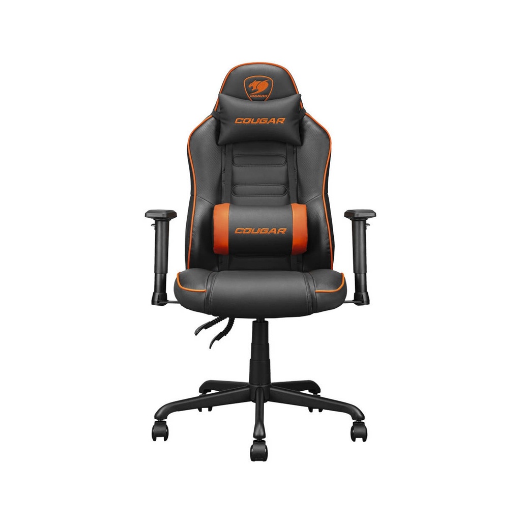 [NS014270] COUGAR Fusion S Ergonomic Gaming Chair, PVC Faux Leather, Metal 5-Star Base, , Built-in 3D Curved Lumbar Support, Adjustable Armrest, Class 4 Gas Lift Cylinder, 120 kg - Orange/Black | 3MFSLORB.0001