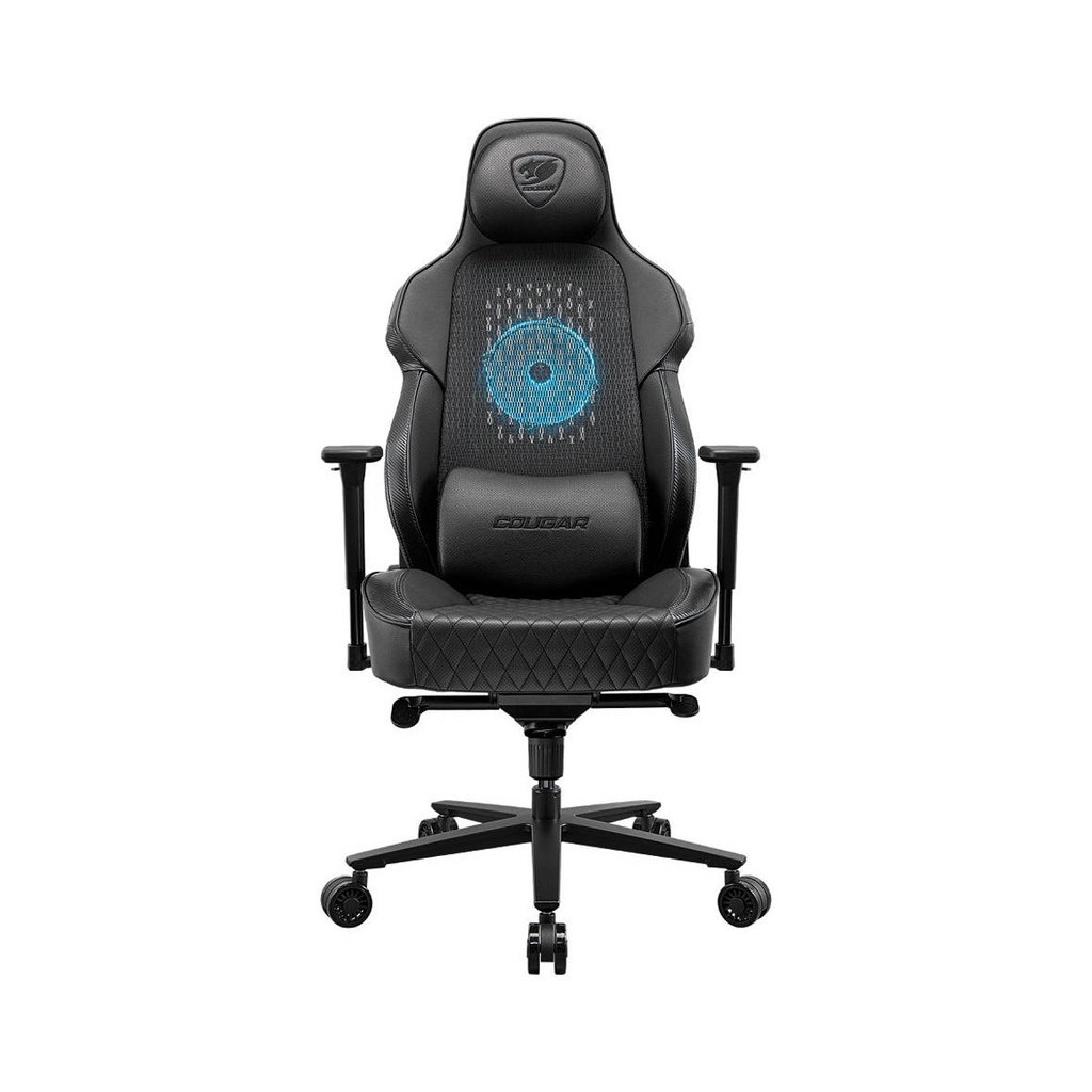 [NS014266] COUGAR NxSys Aero Gaming Chair with Integrated RGB Fan & Premium PVC Leather, Adjustable 3D Armrests, Elastomeric Mesh, Durable Steel Frame, 3" Wheels, 160kg Max Weight - Black | 3MARPBLB.0001