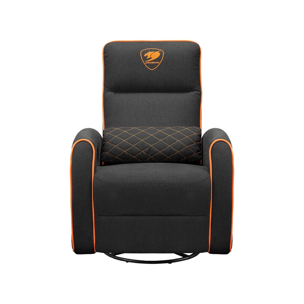 [NS029510] Cougar Sofa Fidom Breathable Imitation Linen Upholstery, Lumbar Support, Recline, Swivel & Rock Features - Black/Orange
