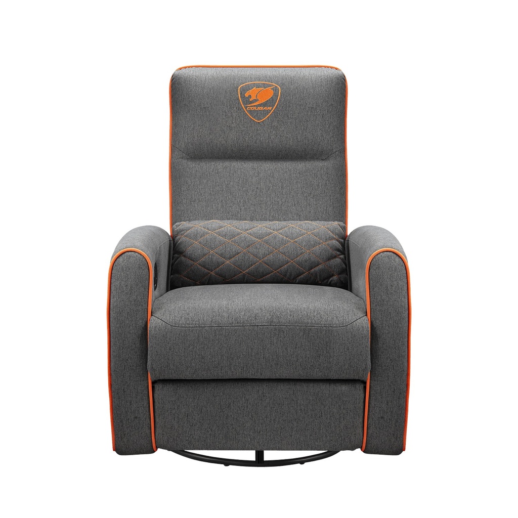 [NS031199] Cougar Sofa Fidom Breathable Imitation Linen Upholstery, Lumbar Support, Recline, Swivel & Rock Features - Gray/Orange