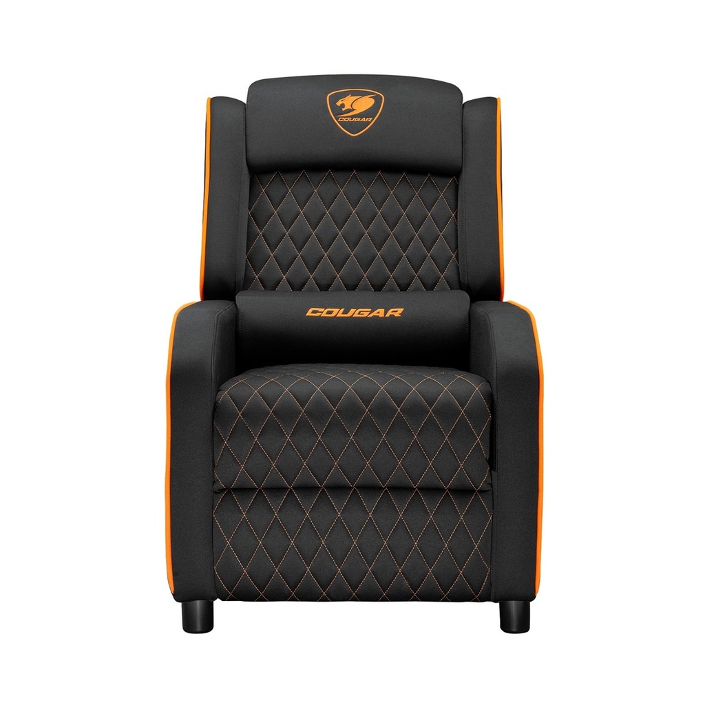 [NS029504] Cougar Sofa Range One HeadRest And Lumbar Pillow Side Storage Pocket - Black/Orange