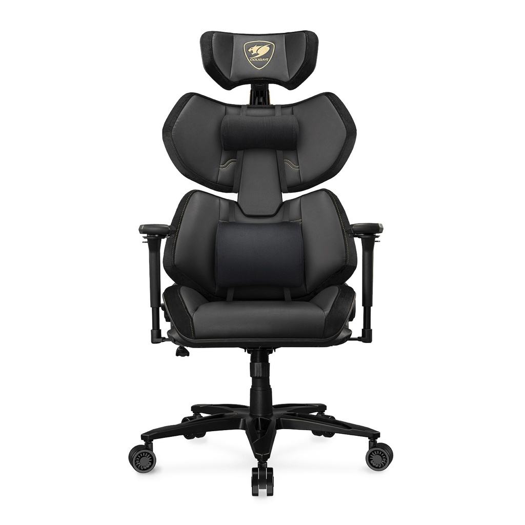 [NS031200] Cougar Terminator Elite Gold Gaming Chair, Durable Faux Leather Upholstery and high-quality molded foam, stylish, Gold & Black